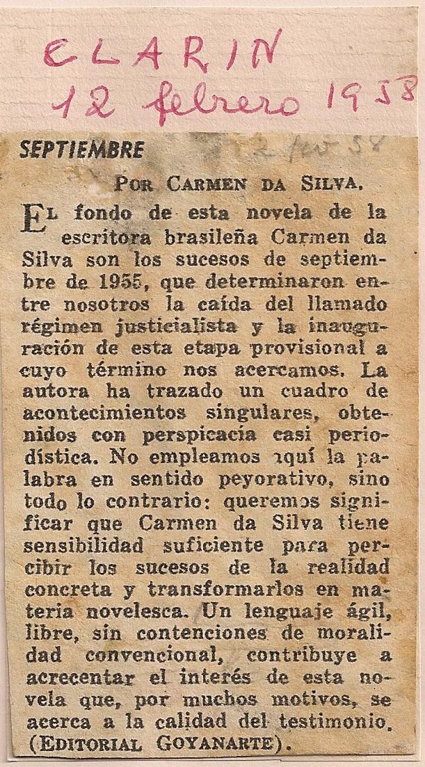 12 de Fevereiro de 1958 - Clarin - Setiembre