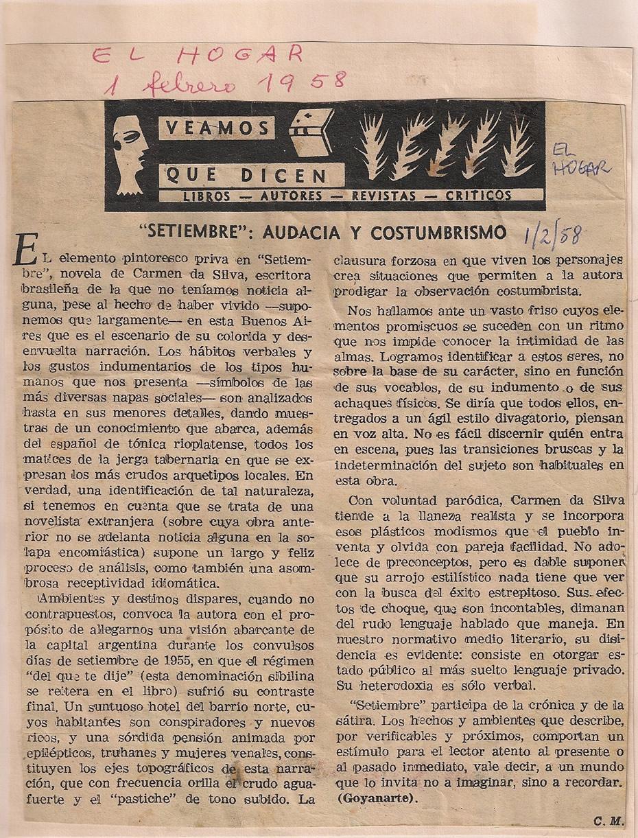 01 de Fevereiro de 1958 - El Hogar