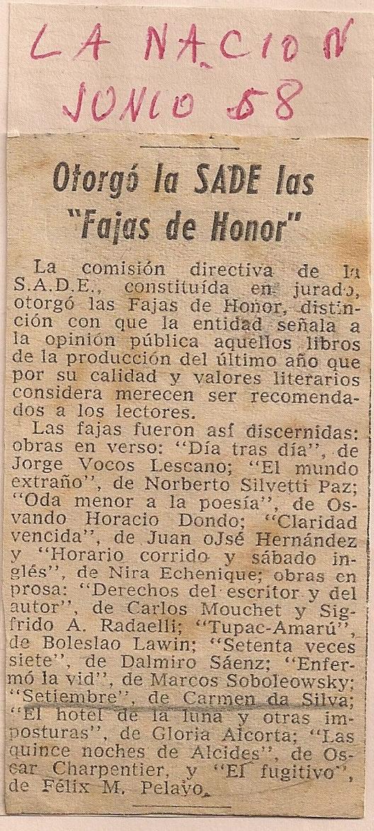 Junho de 1958 - La Nacion