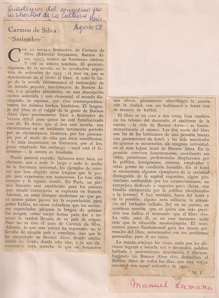 Agosto de 1958 - Cuadernos del Congresso por la Libertad de la Cultura