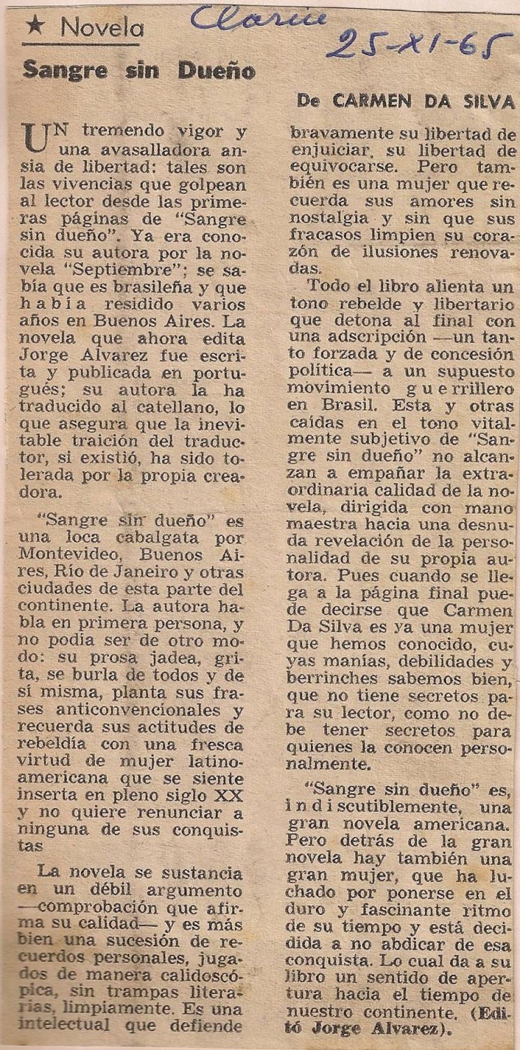 25 de Novembro de 1965 - Clarice