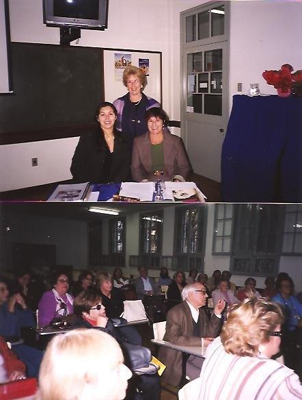 Palestra no Colégio Joana d'Arc - maio de 2006. Na parte superior da foto, em pé, a Presidente da Associação das Ex-Alunas, Vera Hilt; sentadas, as palestrantes Kelley Duarte e Nubia Hanciau<br />
Na foto inferior, participantes Palestra no Colégio Joana d'Arc - maio de 2006. Na parte superior da foto, em pé, a Presidente da Associação das Ex-Alunas, Vera Hilt; sentadas, as palestrantes Kelley Duarte e Nubia Hanciau<br />
Na foto inferior, participantes