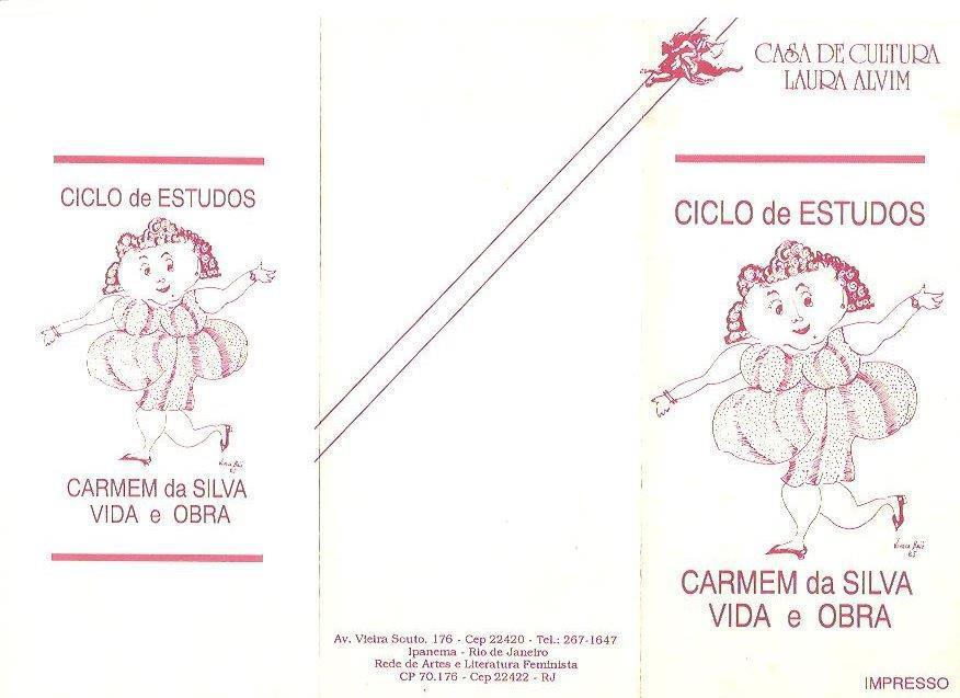 Casa da Cultura Laura Alvim - Ciclo de Estudos Carmen da Silva - Vida e Obra - maio a junho 1992 - capa do folder