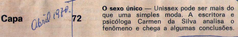 Abril de 1970. O sexo nico.