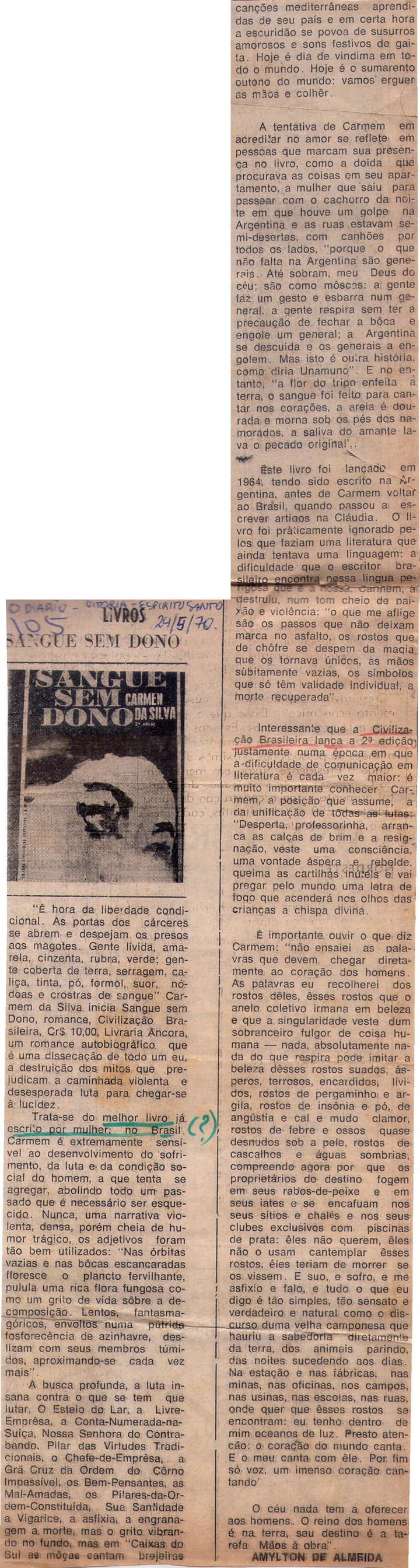 24 de Maio de 1970 - O Dirio. Sangue sem dono.