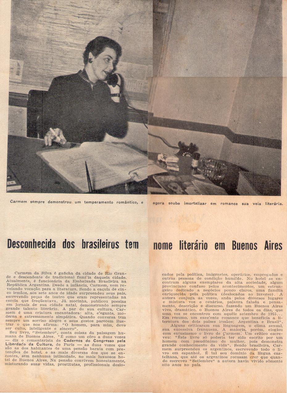 1971. Desconhecida dos brasileiros tem nome literrio em Buenos Aires.
