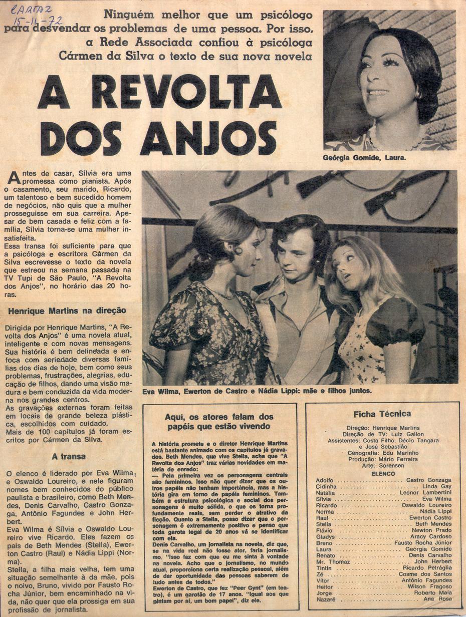 15 de Novembro de 1972 - Cartaz. A revolta dos anjos.