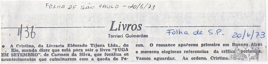 20 de Junho de 1973 - Folha de So Paulo.