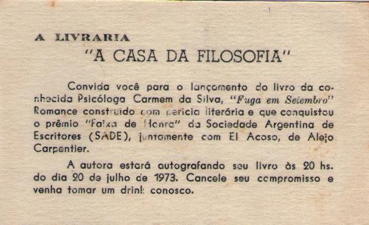 Julho de 1973 - A Casa da Filosofia.
