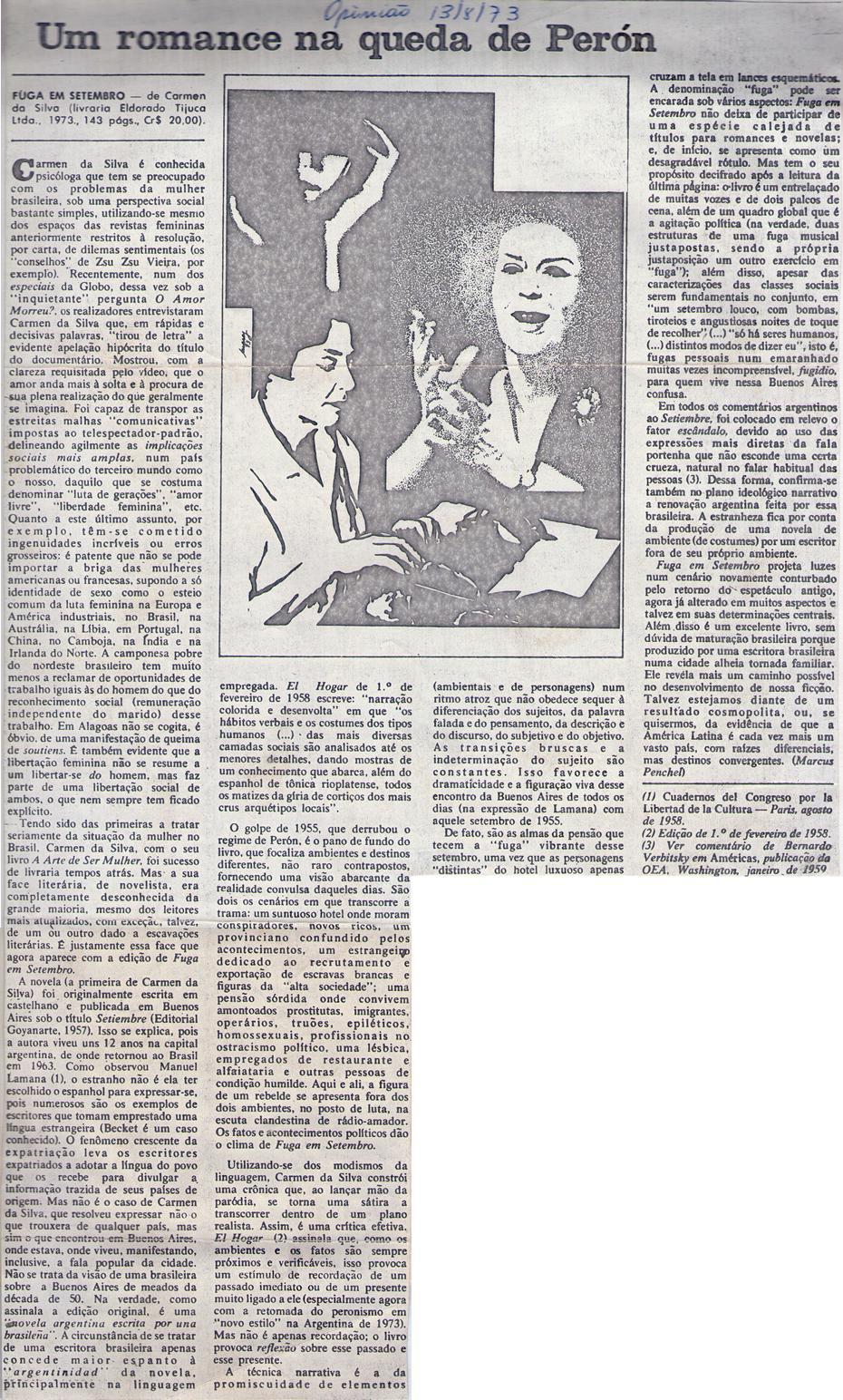 13 de Agosto de 1973 - Opinio. Uma romance na queda de Pern.