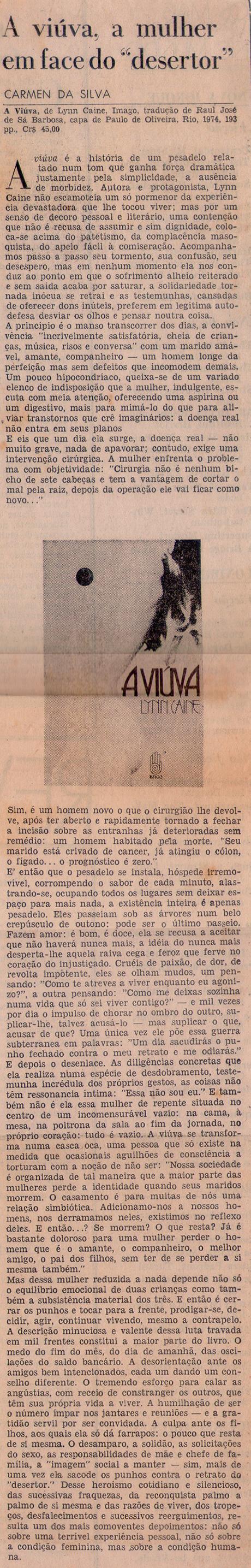 1974. A viva,a mulher em face do "desertor."