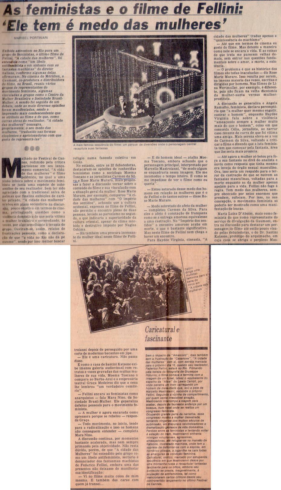 1975. As feministas e o filme de Fellini: "Ele tem  medo das mulheres".