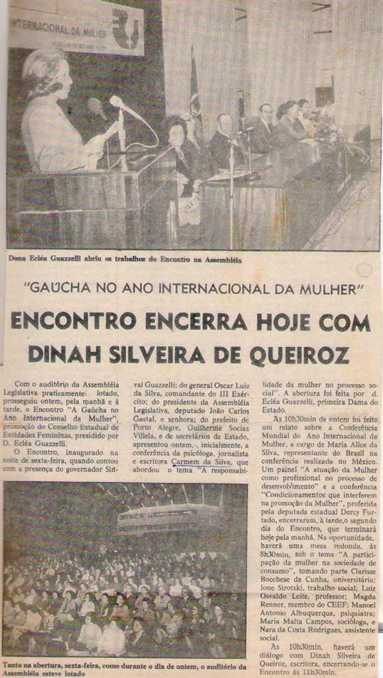 1975. Encontro encerra hoje com Dinah Silveira de Queiroz.