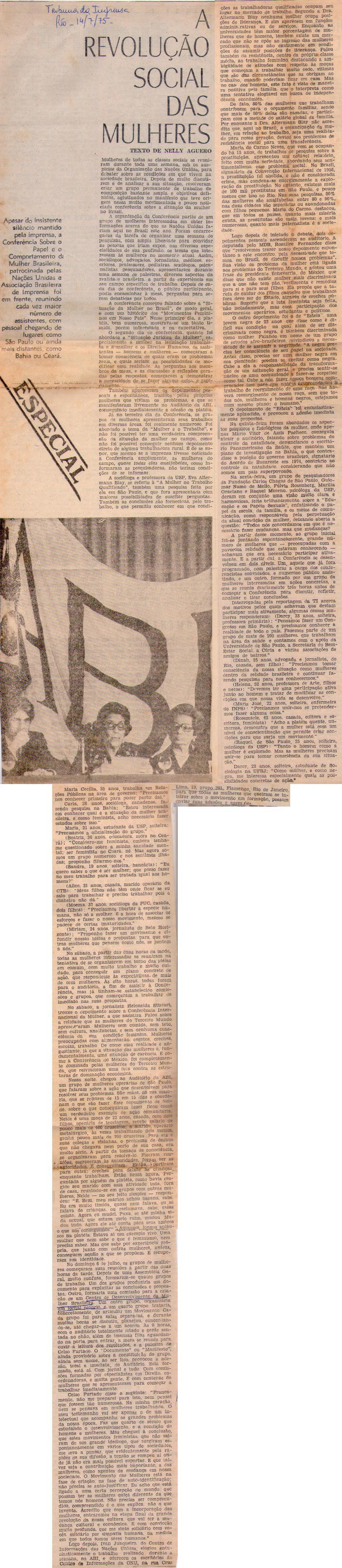 14 de Julho de 1975 - Tribuna da Imprensa. A revoluo social das mulheres.