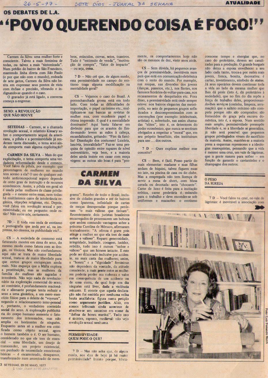 26 de Maio de 1977 - Jornal da Semana. "Povo querendo coisa  fogo".
