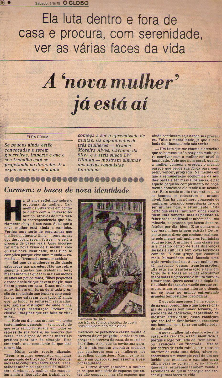 09 de Setembro de 1978 - O Globo. A 'nova mulher' j est a.