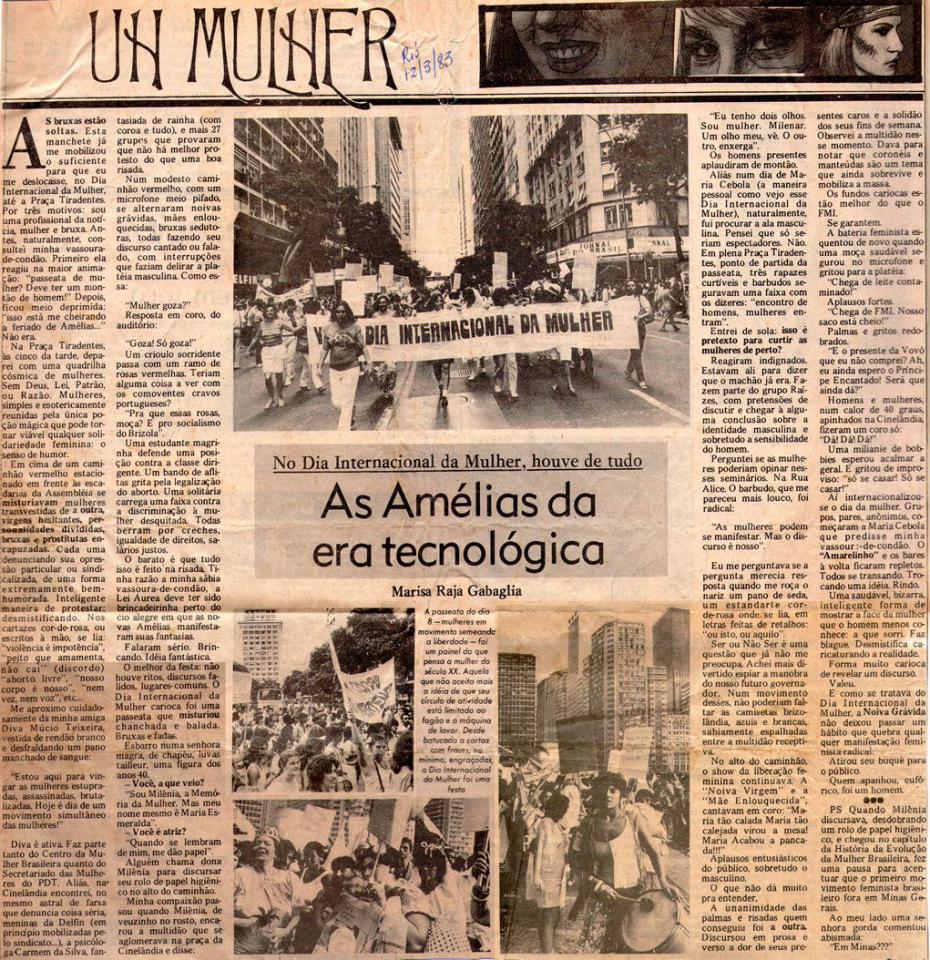12 de Maro de 1983 - Rio. As Amlias da era tecnolgica.