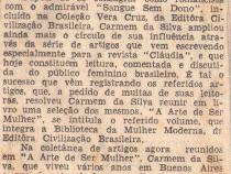 06 de Abril de 1966 - Correio do Povo. Novo livro de Carmen da Silva.