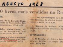 Agosto de 1968 - Correio da manhã. Os 10 livros mais vendidos no Rio.