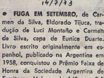 14 de Julho de 1973 - Jornal do Brasil. Fuga em Setembro.