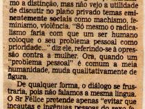 17 de Novembro de 1980 - Jornal do Brasil. Ingnua feminista.