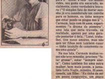 08 de Maro de 1984 - O Globo. Carmem da Silva: 'Tenha a sorte de ser uma mulher realizadora'.